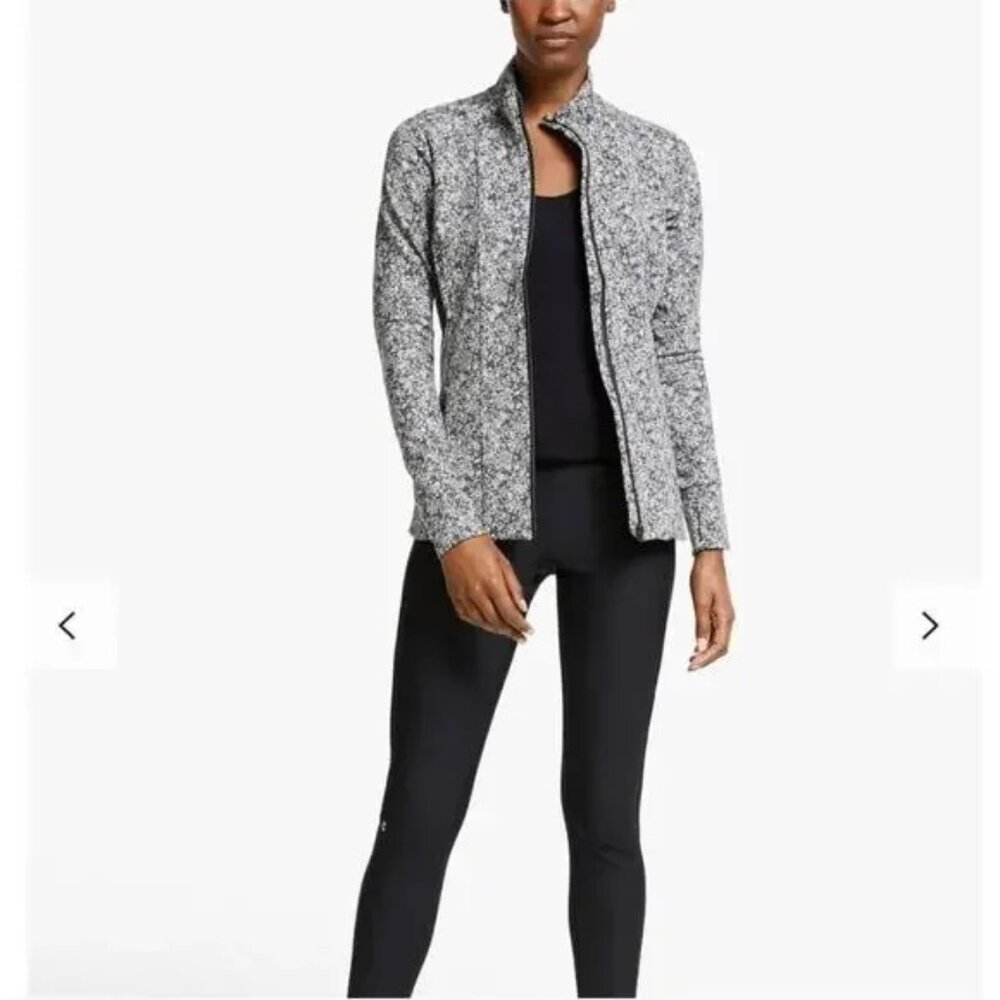 Athleta Shanti Moonflower Jacquard Textured Black White Jacket Size XS